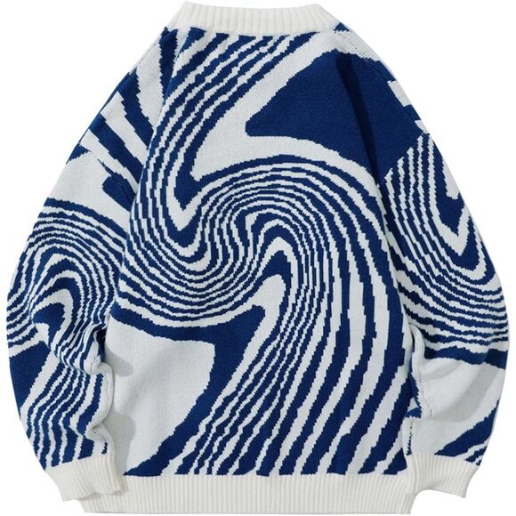 Mens Oversized Knit Sweater Graphic Crewneck Pullover Casual Streetwear - Picture 5 of 7